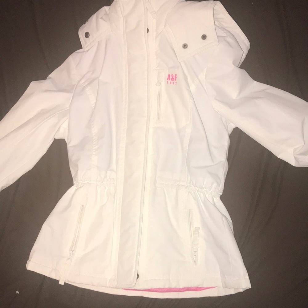 A&F Winter Jacket (White and pink) Size Small